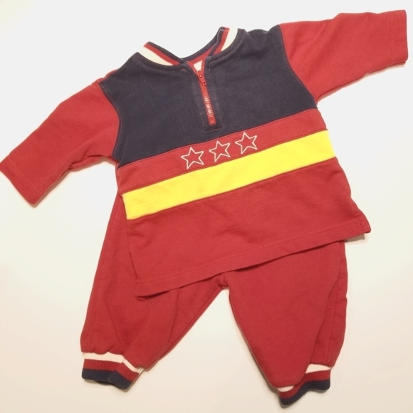 Vintage Class Club Baby Boys 3 Months Top & Bottoms Outfit Red - Picture 2 of 5